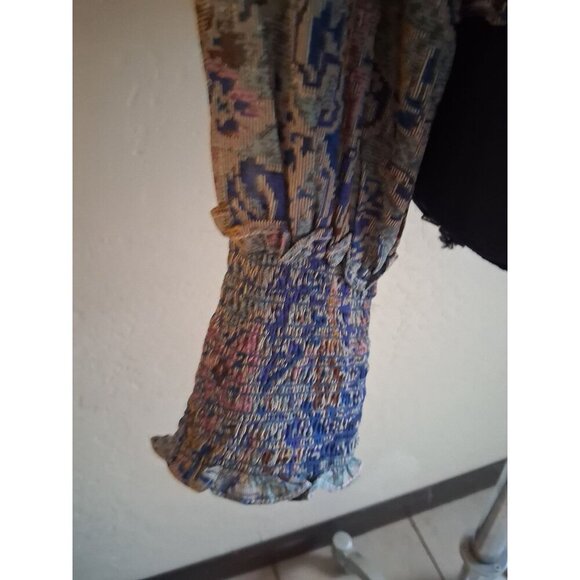 Elan Boho Chic Paisley Print Smocked Blouse Medium - Picture 5 of 6